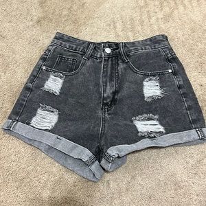 Dark grey jean shorts women’s